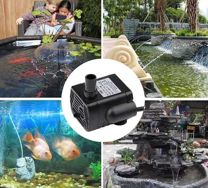 Driew 3W DC 3.5-8V USB Water Pump with Power Cord, Solar Mini Submersible,Brushless,Waterproof (2, Black)