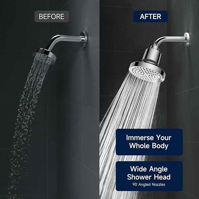 MIKEE Filtered Shower Head, 7 Modes High Pressure Shower Heads with Water Softener Filter Cartridge for Hard Water Remove Chlorine and Harmful Substances,6inch Rain Shower Heads,Chrome