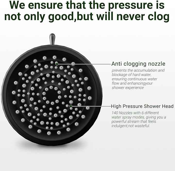 Filtered Shower head for Healthier Hair & Skin – Removes Chlorine & Heavy Metals,6 Mode Settings High Pressure Shower Head Filter for Hard Water, Easy install,One-touch Quickly Filter Replacement