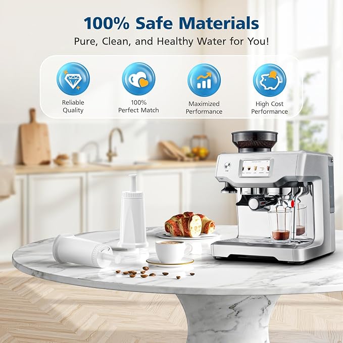 6 Pack Upgrade Water Filters Compatible with Breville BES880 Barista Touch, BES990 BES980 Oracle Touch and BES878 BES920 Bambino ClaroSwiss Sage Espresso coffee Machine, #BES008WHT0NUC1 - AquaVibe