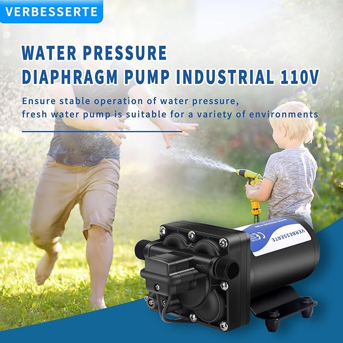 RV Fresh Water Pump 110V Water High Pressure Increase Booster Pump for Home Irrigation 5.5GPM 75PSI Marine Boat Washdown Pump Diaphragm on Demand Water Pump for Yard Garden Camp Yacht