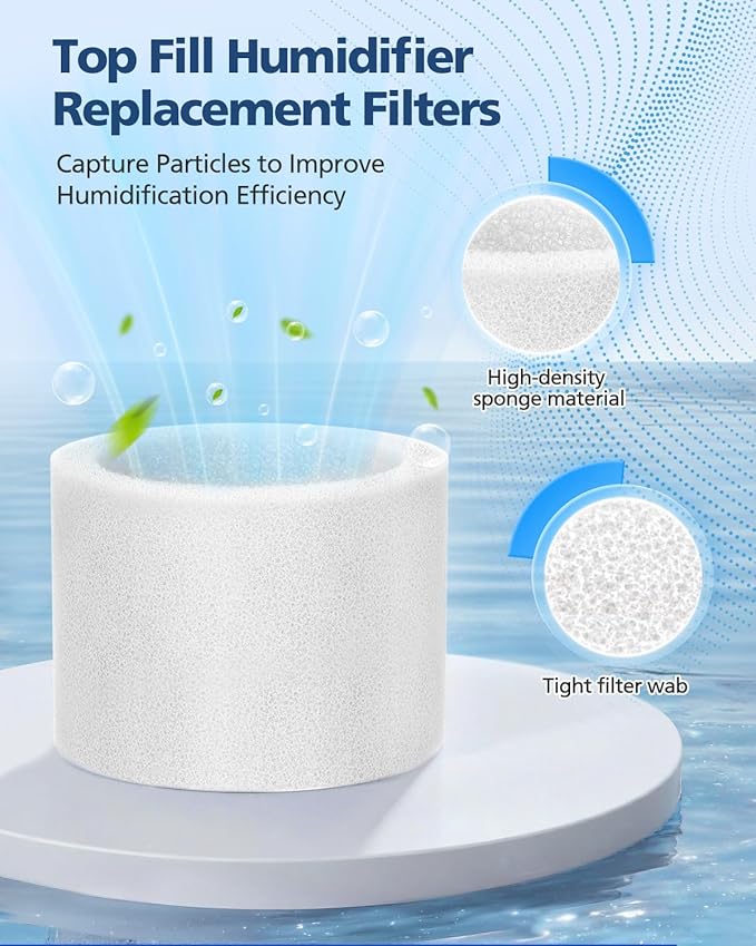 6000S Filters Replacement Compatible with LEVOIT Superior 6000S Smart Evaporative Humidifier, 8 Pack Gray 6000S Wick Filters+ 6 Pack White Top Fill Filters
