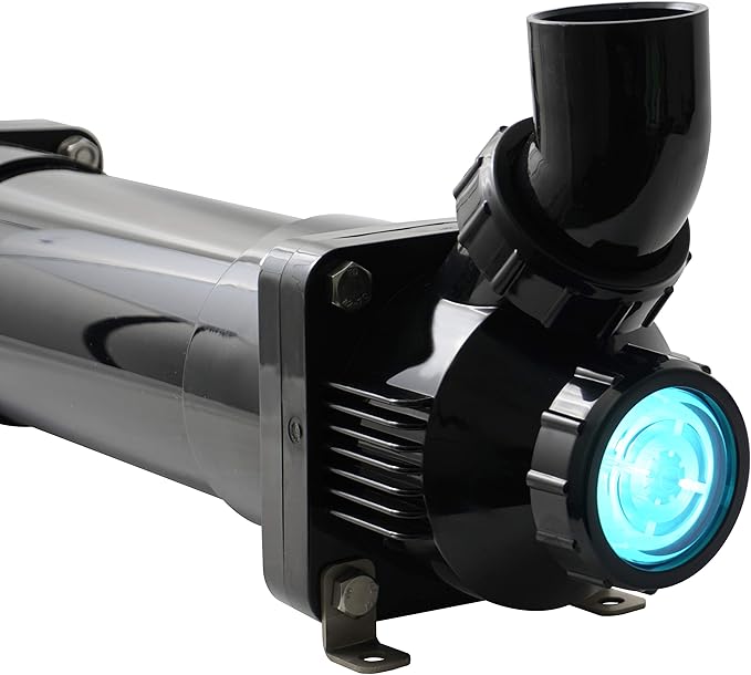 LIFEGARD Aquatics 25-Watt Pro-MAX High Output UV Sterilizer for Aquariums – Black 3" Diameter Housing – Flow-Through Design, White Internal Reflective Protective Sleeve