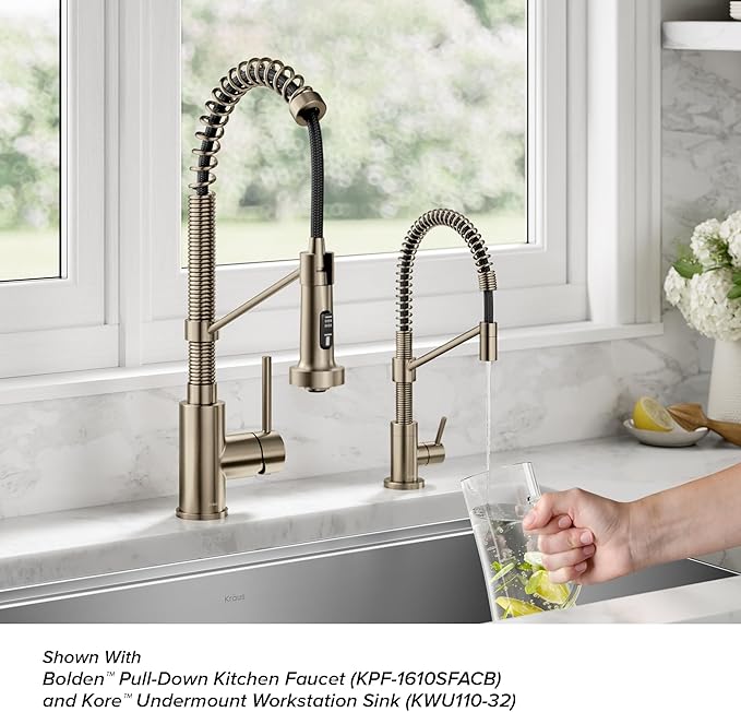 KRAUS Bolden Single Handle Drinking Water Filter Faucet for Reverse Osmosis or Water Filtration System in Spot-Free Antique Champagne Bronze, FF-104SFACB
