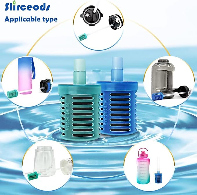 Universal Activated Carbon Water Bottle Filter Replacement-Portable Bottle Filter Suits Any Sports Water Mugs for Camping, Hiking and Trave(Randomly ship one in blue or green)1PCS