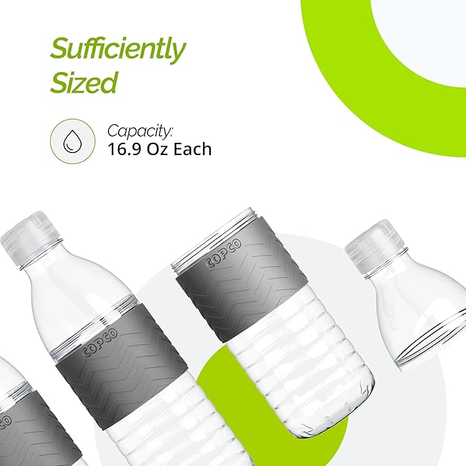 Copco Hydra 16.9 oz Tritan Water Bottle with Spill Resistant Lid & Non-Slip Sleeve, Set of 3 - BPA-Free, Dishwasher Safe, Fits Cup Holders, Great for Gym, Travel, Office - Durable & Lightweight (Grey)