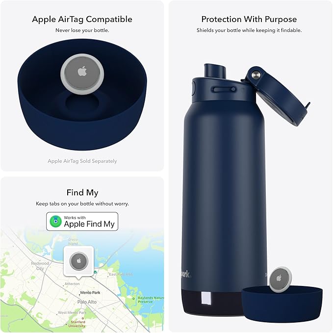 HidrateSpark PRO 2 32 oz Smart Ready Water Bottle with Silicone Boot - Chug Navy