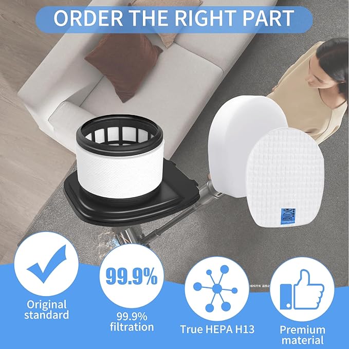 IX141 Replacement Filter for Shark Rocket Pro IX140 IX141 IX142 IZ140 IZ140C IZ141C IZ142 UZ145 Cordless Stick Vacuum,3 HEPA Filter 3 Foam & Felt Filter 1 Cleaning Brush Part # 617FJ140 & 616FJ140 - AquaVibe