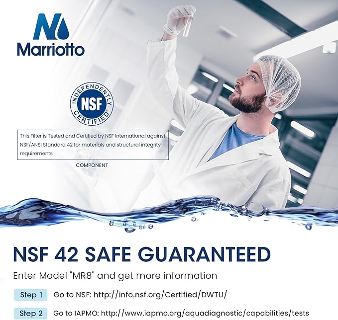 MARRIOTTO Smart Water Filters for Refrigerators NSF 42 Certified Cartridges Compatible with MWF, MWFA, MWFP, GWF, GWFA, 46-9991, HDX FMG-1, WFC1201, 1 Pack - AquaVibe