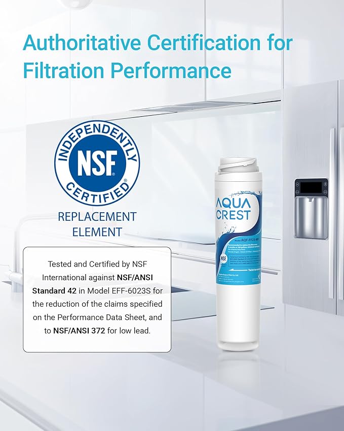 AQUA CREST GSWF Refrigerator Water Filter, Replacement for GE® GSWF Smart Water 238C2334P001, Kenmore® 46-9914, 469914, 9914, 2 Filters