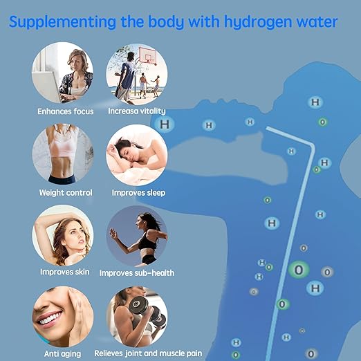 Hydrogen Water Bottle, Powerful Hydrogen Water Generator with SPE/PEM, 14OZ Portable Hydrogen Water Machine, Rechargeable Hydrogen Water Ionizer Machine for Health Support, Home, Travel, Office