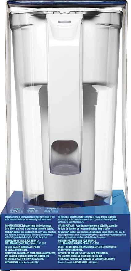 Brita Water Filter Pitcher for Tap and Drinking Water with 1 Standard Filter, Lasts 2 Months, 6-Cup Capacity, BPA Free, White