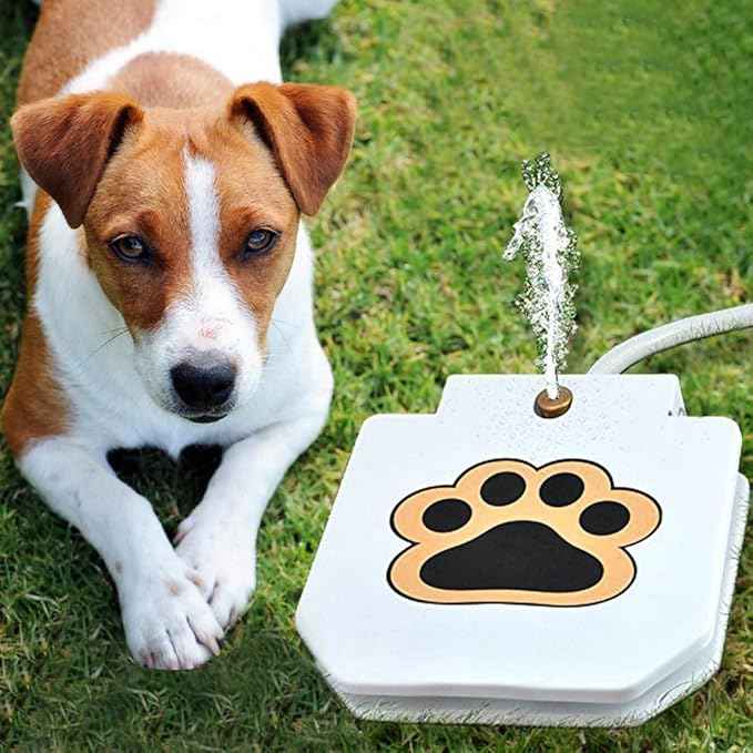 Dog Water Fountain Step On Toy,Easy Paw Petal Activated Dog Steps Eco-Friendly Pet Water Fountain Drinking Pet Dispenser Dog Water Sprinkler,Automatic Water Dog Fountain for Big/Small Dogs