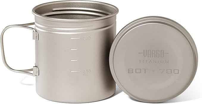 Vargo Titanium BOT Series | Vargo BOT - 700 | Titanium Cooking Pot and Water Bottle with Foldable Handles and Watertight Lid | 700ml (23 oz.)