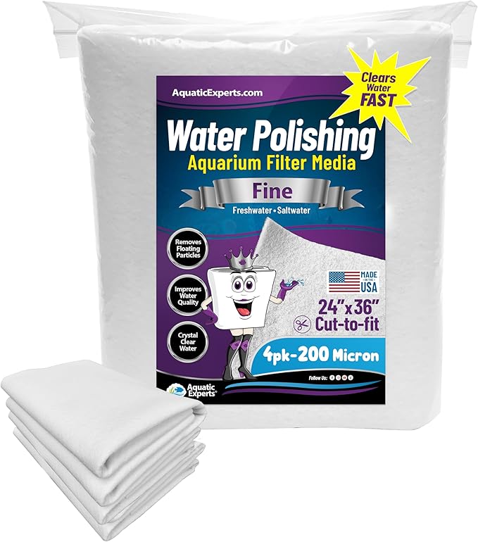 Aquatic Experts Aquarium Polishing Filter Pad, Water Polishing Pad for Aquarium Filters, Filter Floss for Fish Tank Filters, (200 Micron, 24