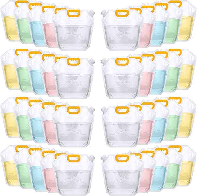 1.3 Gallon Collapsible Water Storage Bag Emergency Jug Container Clear Plastic Water Bladder for Outdoor Sport Camping Hiking No Leak, Freezable, Odorless, Flat Folding (No Scale)