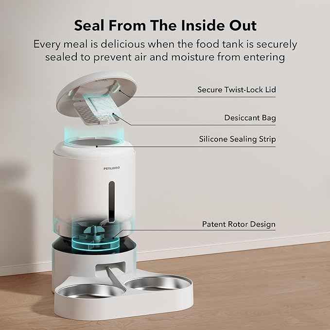 PETLIBRO 5L Automatic Cat Feeder for 2 Cats, 5G&2.4G Wi-Fi Programmable Cat Food Dispenser with Dual Stainless Steel Bowls, Airtight Lock Fresh Technology, Low Food Sensor