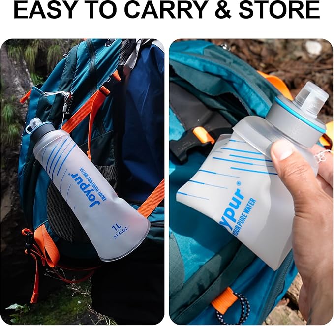 Water Filter Survival - 1000ml Collapsible Water Bottle with Filter Squeeze Filter Bottle Befree or Peak Series for Hiking Backpacking Camping,With NSF/FDA Certification BPA-Free(White)