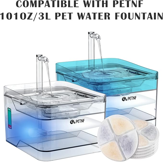 PETNF Replacement Pump for Cat Water Fountain with LED Light, Compatible for 3L/101OZ Transparency Pet Water Fountain, Ultra Quiet Long Lifespan Cat Water Pump with Adjustable 3 Kind Water Flow - AquaVibe