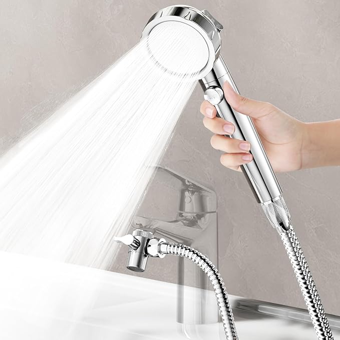 HOWUWEY Chrome Filtered Shower Sprayer with Sink Hose Attachment for Faucet & HOWUWEY Brushed Nickel Kitchen Faucet with Pull Down Sprayer & Cup Washer