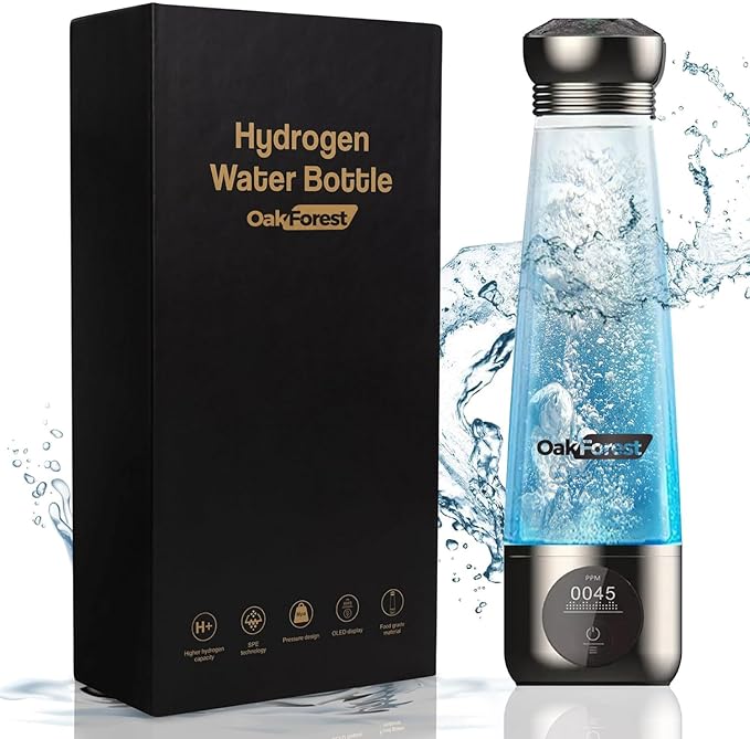 Portable Hydrogen Water Bottle with SPE PEM Technology | OLED Display USB Rechargeable High-Efficiency Hydrogen Rich Water Cup from 1500 up to 3000 PPB with Ionizer Membrane | 270ml