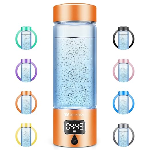 Hydrogen Water Bottle Generator with 4th Generation SPE/PEM Technology, Portable Hydrogen Water Ionizer Machine, Birthday,Xmas Gift for Husband,Wife,Lovers,Friends,Travel (Orange, 9.05in*Φ2.64in)