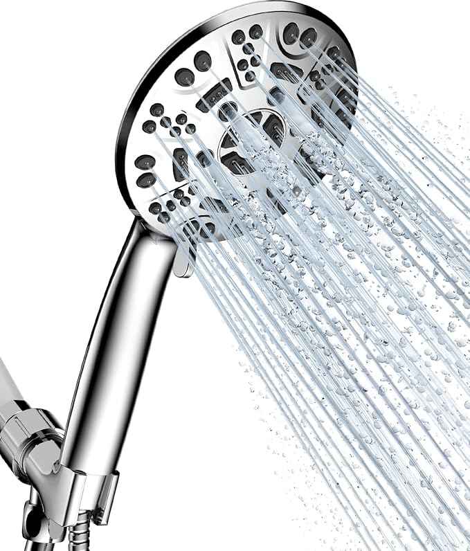 Cobbe High Pressure 8 Functions Shower Head with handheld - Powerful Detachable Shower Head Set for Low Water Pressure - Tool-less 1-Min Installation (Chrome)