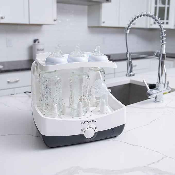 Baby Brezza Superfast 10 Minute Baby Bottle Sterilizer + Dryer - 75% Faster – Universal Electric Steam Sterilization for All Bottles, Pacifiers + Breast Pump Parts
