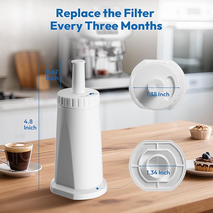 3 Pack Replacement Water Filter for Breville Espresso Machine Barista Pro BES878, Barista Touch Bes880, Oracle Touch BES990, Oracle BES980, Dual Boiler BES920 Bambino ClaroSwiss Sage, BES008WHT0NUC1 - AquaVibe