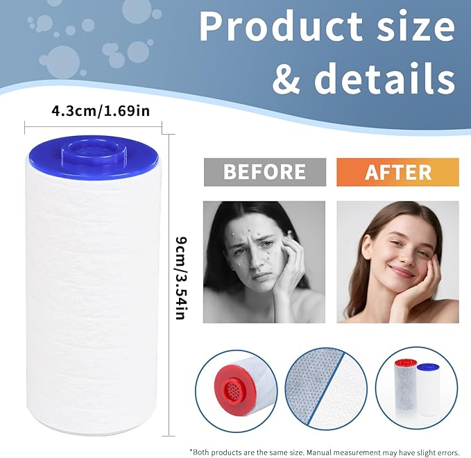 Replacement Filters for Weddell Duo Shower System - High-Performance Removal of Chlorine, PFAS, Contaminants | Promotes Skin & Hair Wellness (2Blue+2Red)