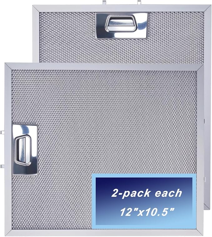 Upgraded W10169961A Range Hood Filter Fit for whirl-pool Range Hood Filter and Samsung Kitchen Aid GE Ikea Thermador etc the stove vent hood filters by size12"x10.5" 2pack - AquaVibe