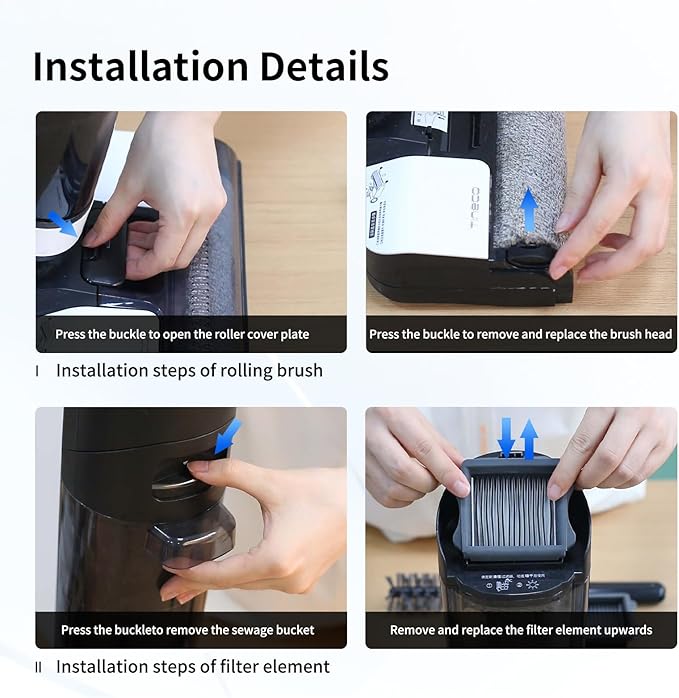 Roller Brush Replacement Compatible with Tineco iFloor 3,Floor One S3, iFloor 2 Cordless Vacuum Cleaner, Replacement Parts Include 2 Brush Rollers - AquaVibe