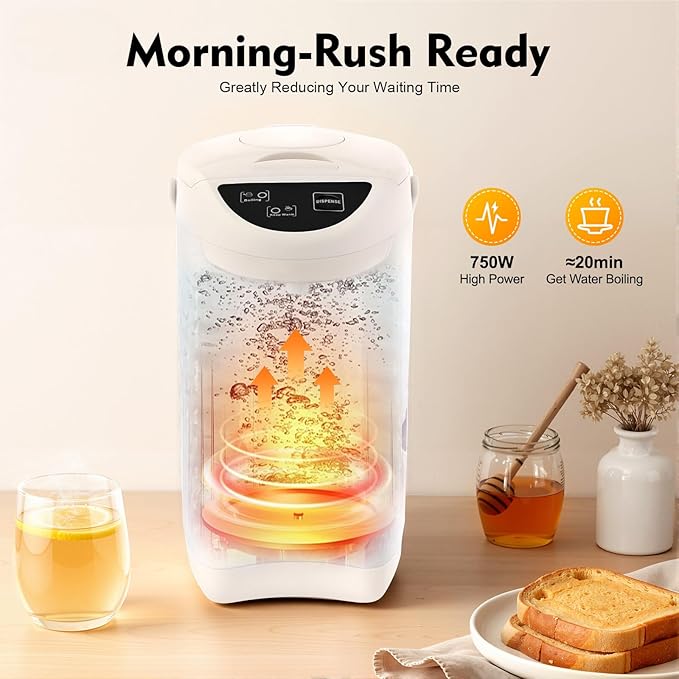 Combination Water Boilers & Warmers, 4L/135oz Electric Water Boiler with Portable Handle and Filter Mesh, 750W Electric Kettle for Dining Rooms, Living Rooms, Kitchens (White)