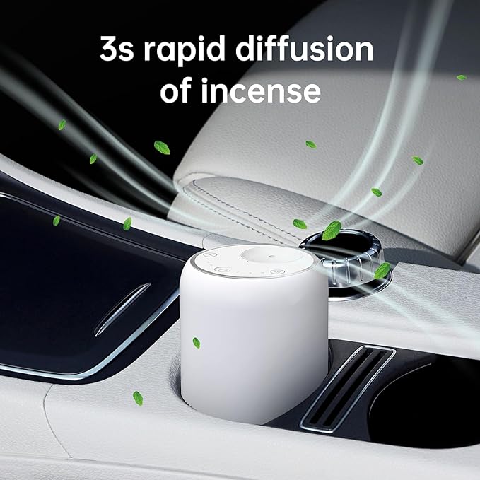 Waterless Essential Oil Diffuser - 120ml Portable Aroma Diffuser for Home Office Car, Ultra-Quiet Cordless Scent Diffuser with 3 Modes, Long-Lasting Fragrance (White)