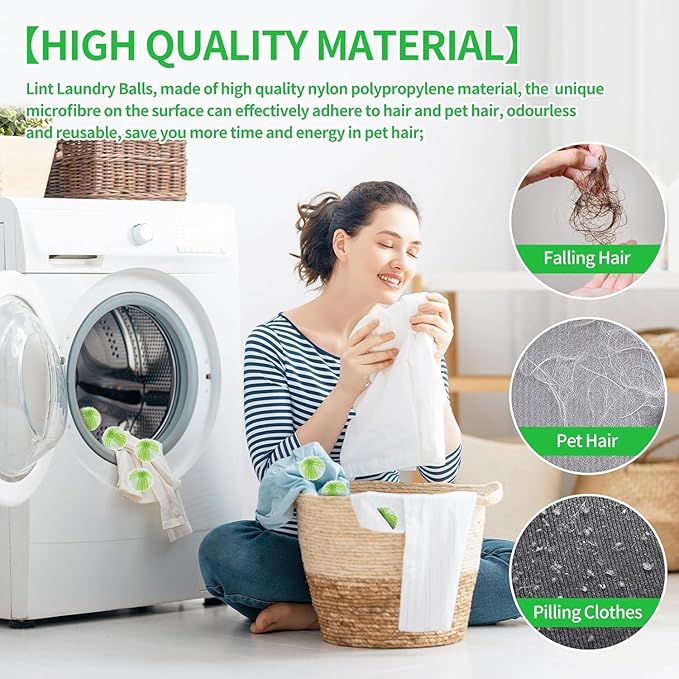 Reusable Washing Machine Lint Balls - Ideal for Removing Hair, Lint, and Dust from Laundry - AquaVibe