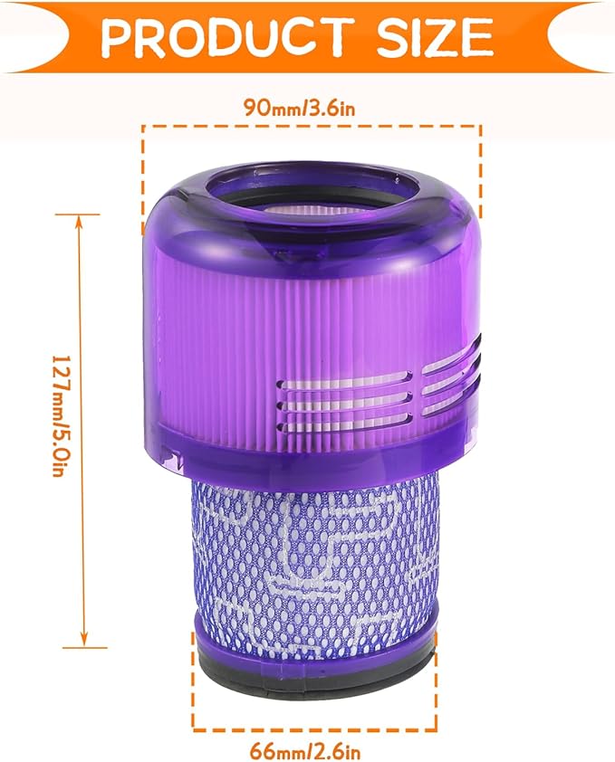 2 Pack V11 Vacuum Filters Replacement for Dy son V11 Animal, V11 Torque Drive,V11 Extra, V15 Detect V15s Detect Cordless Vacuum Cleaner Filter, Compare to Part 970013-02 - AquaVibe