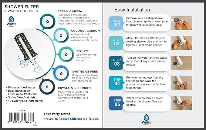Shower Filter & Water Softener by Omica Organics