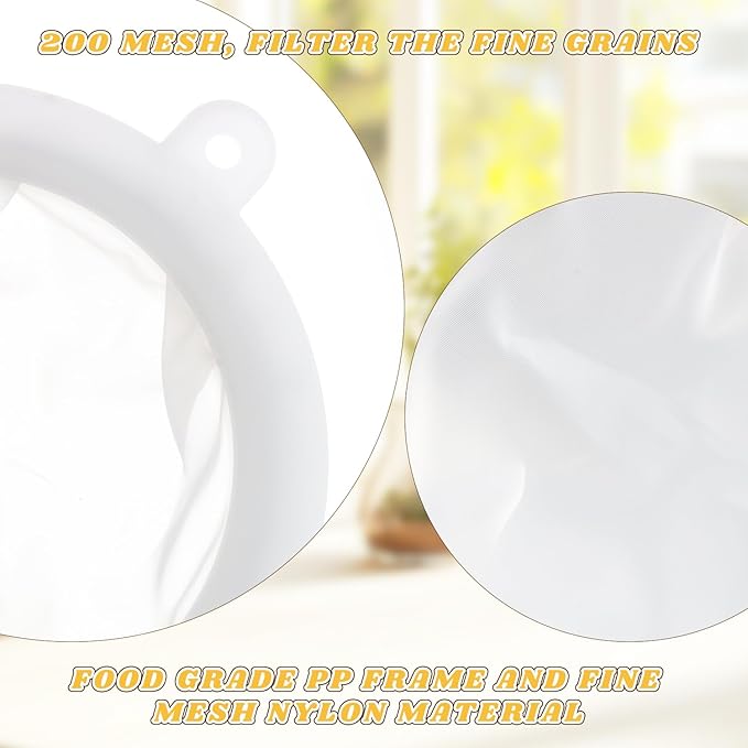 8 Pcs 200 Mesh Filter Plastic Mesh Sieve Food Filter Strainer Sieve for 5 Inch Kitchen Funnel Filtering Juice Coffee Milk Yogurt