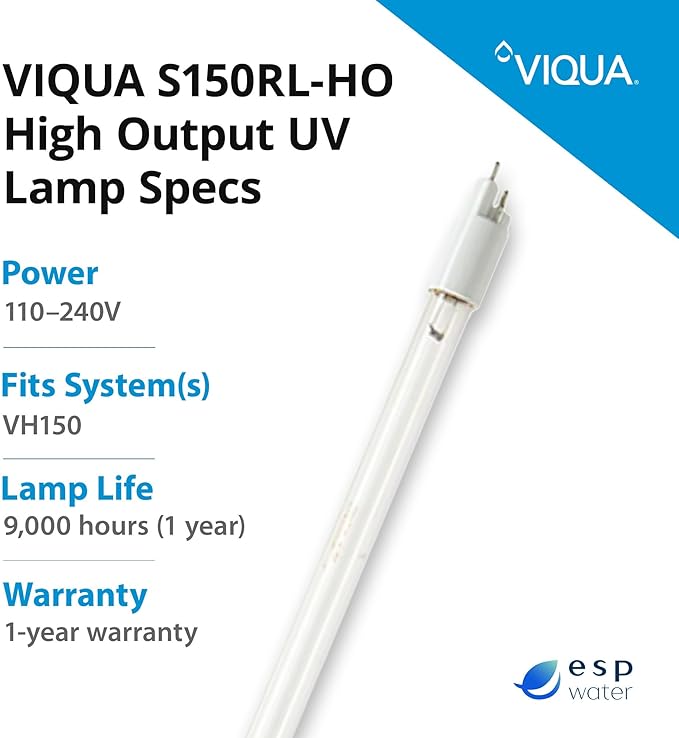 Viqua S150RL-HO UV Lamp Replacement – High-Output 254 nm Bulb for VH150, SPV-2.5 and SP150-HO Systems – 12-Month Replacement, Genuine OEM with 1-Year Warranty