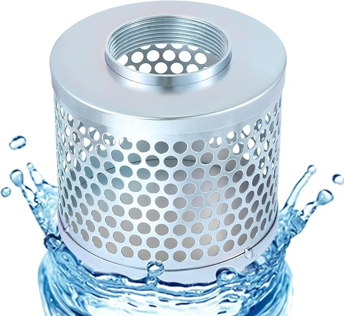 Round Hole Suction Strainer Filter for Pumps, Carbon Plated Steel Basket Water Suction Filter, with NPT Female Thread, Reduces Solids Entering Pump (3 inch)