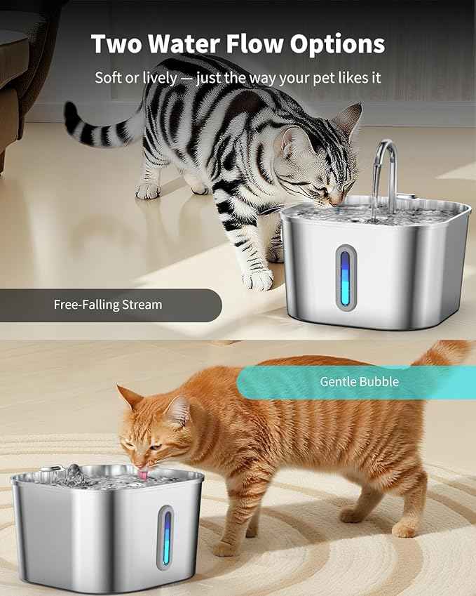 Cat Water Fountain Filters Replacement for 2.2L & 3.2L Square Stainless Steel Cat Fountains, 7L Dog Water Fountains, 6 Carbon Filters & 6 Pre-Filter Sponges, Replacement Filters Pack of 6+6
