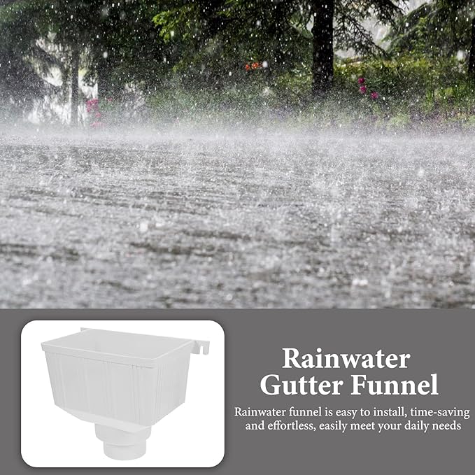 Uonlytech Funnel Strainer Rain Barrels Downspout Filter Rainwater Collection Barrel Downspout Diverter Downspout Adapter Rain Gutter Diverter Water Diverter Plastic Suite White Drain