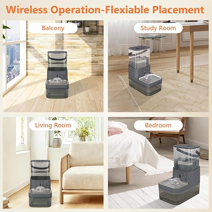 GJEASE Smart Cat Water Fountain No Filter,Cat Drinking Water Fountain Bowl,Battery Operated Filterless Pet Water Fountain