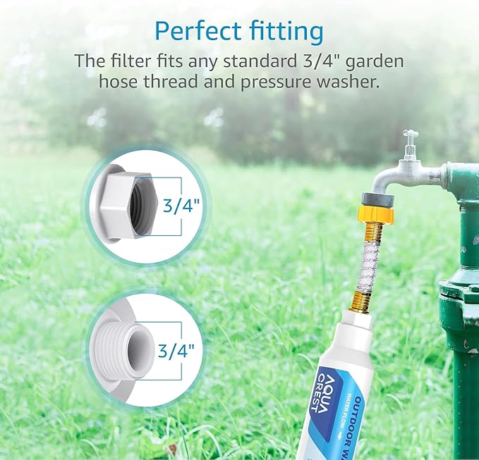 AQUA CREST Inline Water Filter, Dedicated for Car Washing, Window & Yard Cleaning, Effectively Reduce Hard Water Spots, Soften Water, Upgraded Formula, 2 Pack with Hose Protector