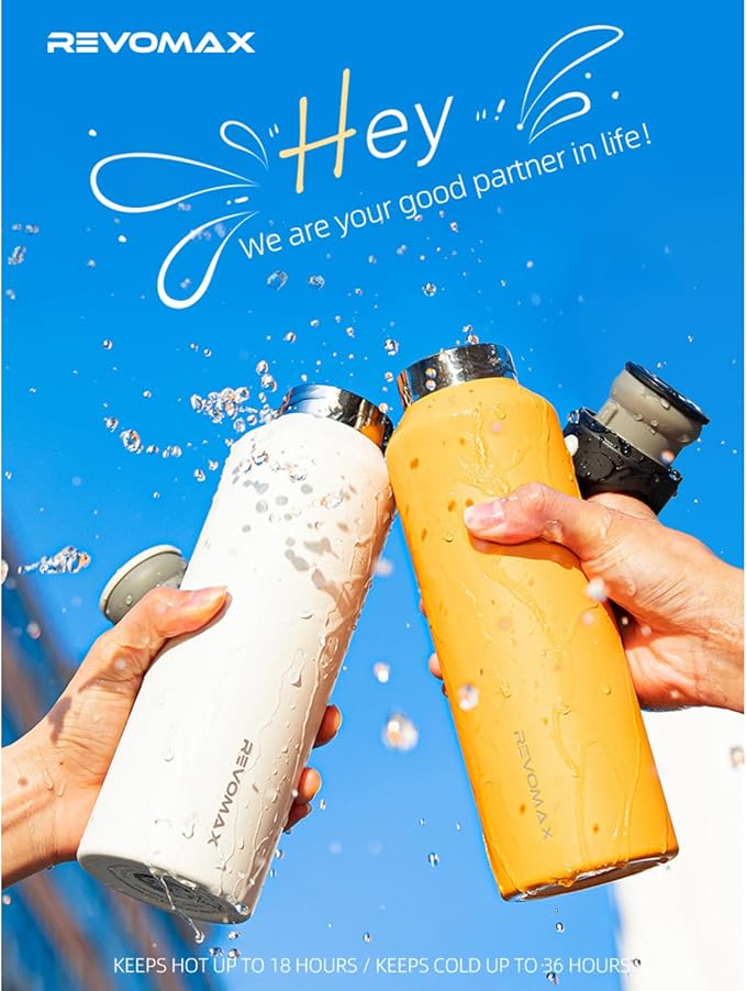 RevoMax 20oz Insulated Water Bottle, One-Hand Open Design, Vacuum Stainless Steel Water Bottles, Keep 36H Cold/18H Hot, Leakproof and BPA Free, Sports Flask for School,Travel, Gym