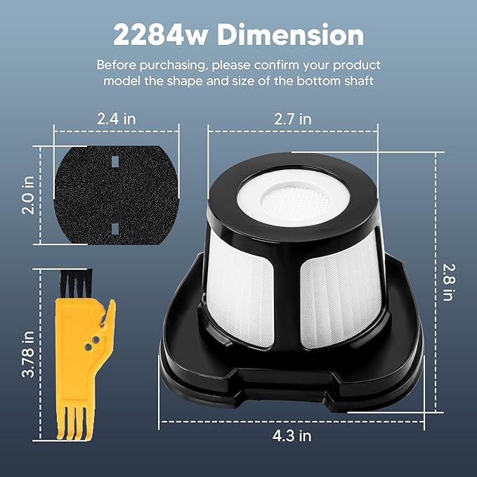 2284W 2390A Vacuum Replacement Filter for Bi-ssell Pet Hair Eraser Filter Hand Vacuum 2390 2389 2579, Compared to Part # 1614212 1614203 1614204 (2 Mesh Filter and 4 Foam Filter) - AquaVibe