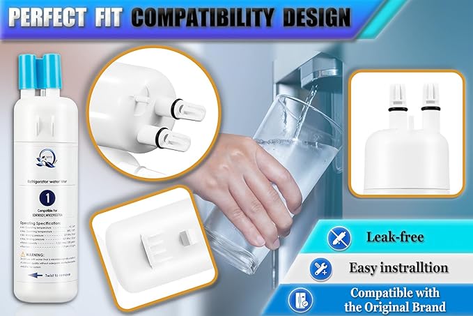W10295370A Water Filter Replacement Compatible for Whirlpool EDR1RXD1, Everydrop Filter 1, W10295370, W10276924, WHR1RXD1, KAD1RXD1, P4RFWB, P5WB2L, P8WB2L, P8RFWB2L, 46-9930, 46-9081(4 Pack)