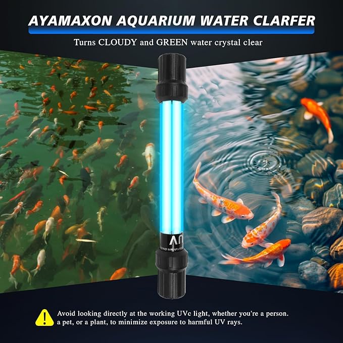 20W UV Submersible Sterilizer Light for Aquarium, Pond, Cold Plunge, Pool, Hot Tub – Ozone-Free UV-C Water Filter Lamp with Quartz Glass, Weighted Gravity Block