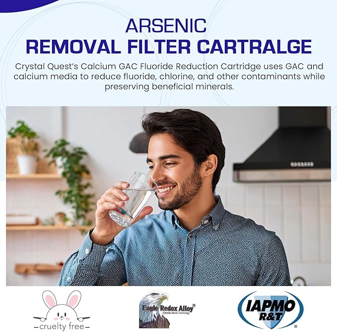 Crystal Quest Arsenic Water Filter Cartridge – Reduces Arsenic – Long Lasting, Easy to Install, High-Capacity, Steady 3 GPM Flow – Improves Water Quality for Home and Office - 2-7/8" x 20"