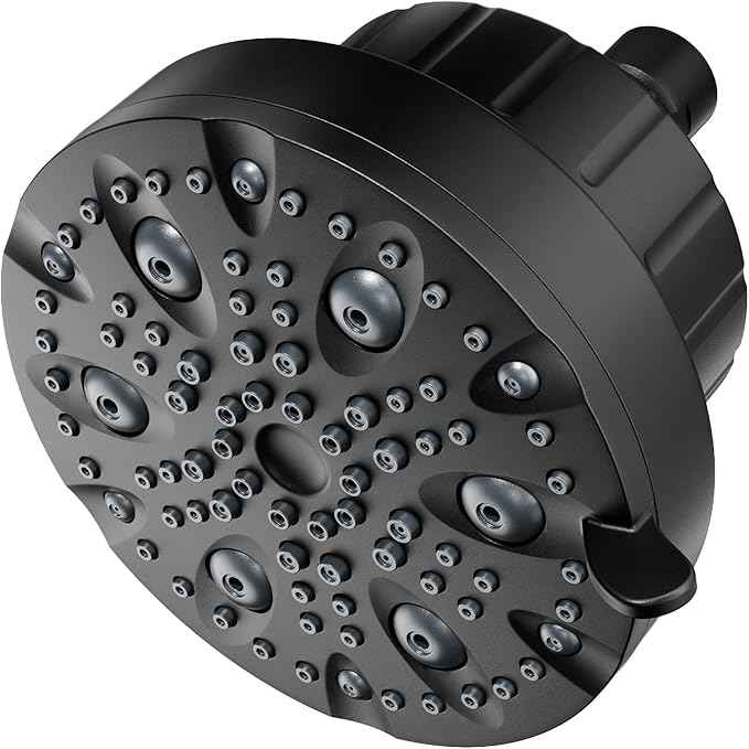 Shower Head with 20-Stage Filter for Hard Water & 7 Spray Modes for Gentle Rain to Protect Hair and Skin, with 2 Water-Saving Pause Mode for Bathroom (FM-002 Matte Black)